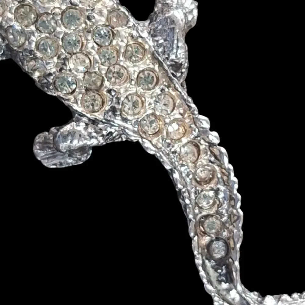 Crystal Gator Croc Brooch Lizard Salamander Gecko Chameleon Alligator Lapel Pin